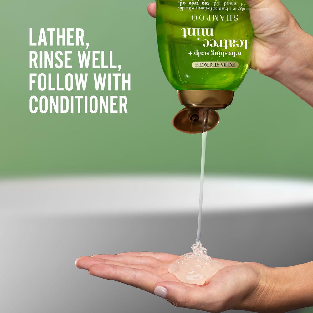 OGX Teatree Mint: aplicación suave para rutina diaria de lavado.