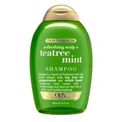 OGX Teatree Mint: vertido de la botella para una limpieza refrescante del cuero cabelludo.