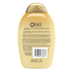 OGX aplicación en cabello mojado, acondicionador anti-caída para mayor elasticidad.
