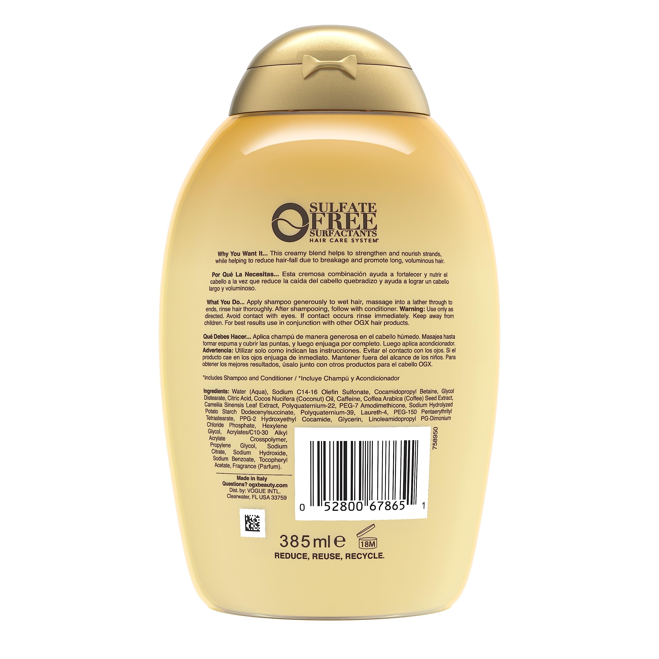 OGX etiqueta-envase: diseño moderno para cuidado diario.