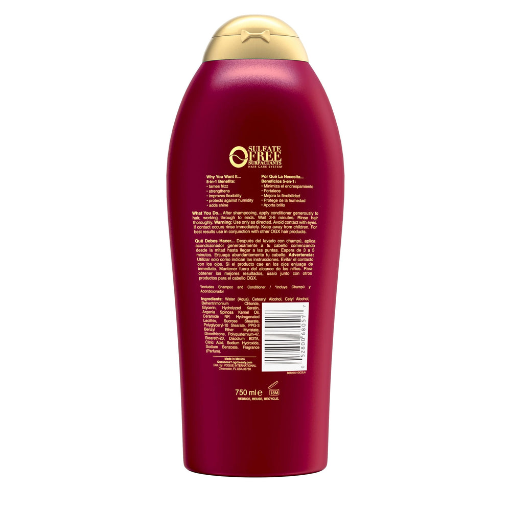 OGX fórmula libre de parabenos y sulfatos para cabello suave