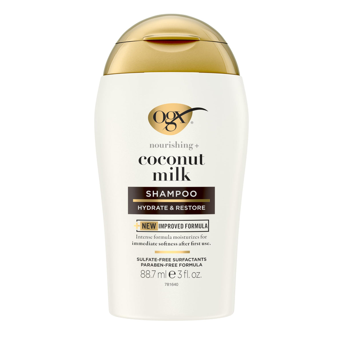 OGX champú nutritivo leche de coco, envase visible, suaviza cabello desde la primera aplicación