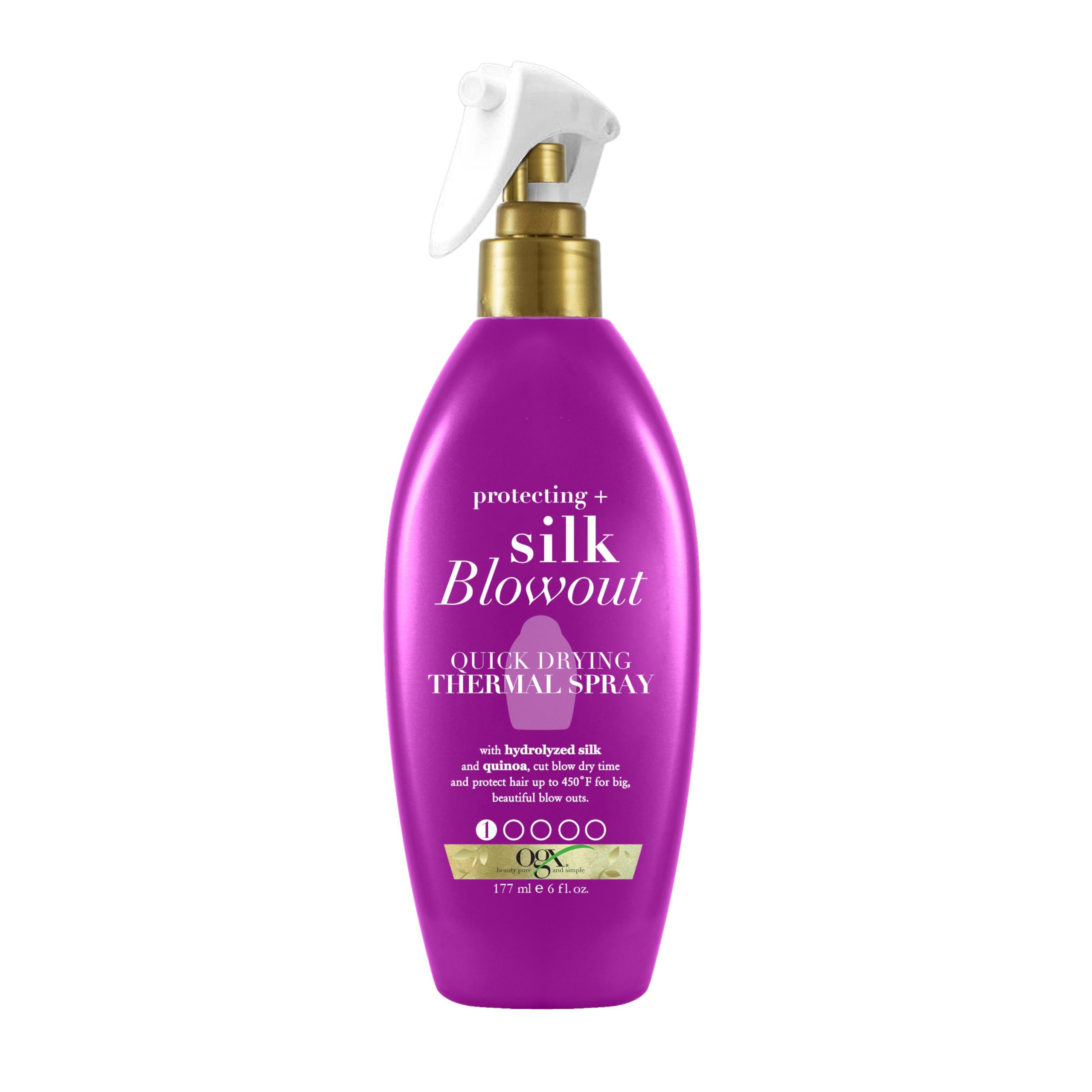 OGX Protección seda alaciado: aplicación en cabello mojado para secado rápido.