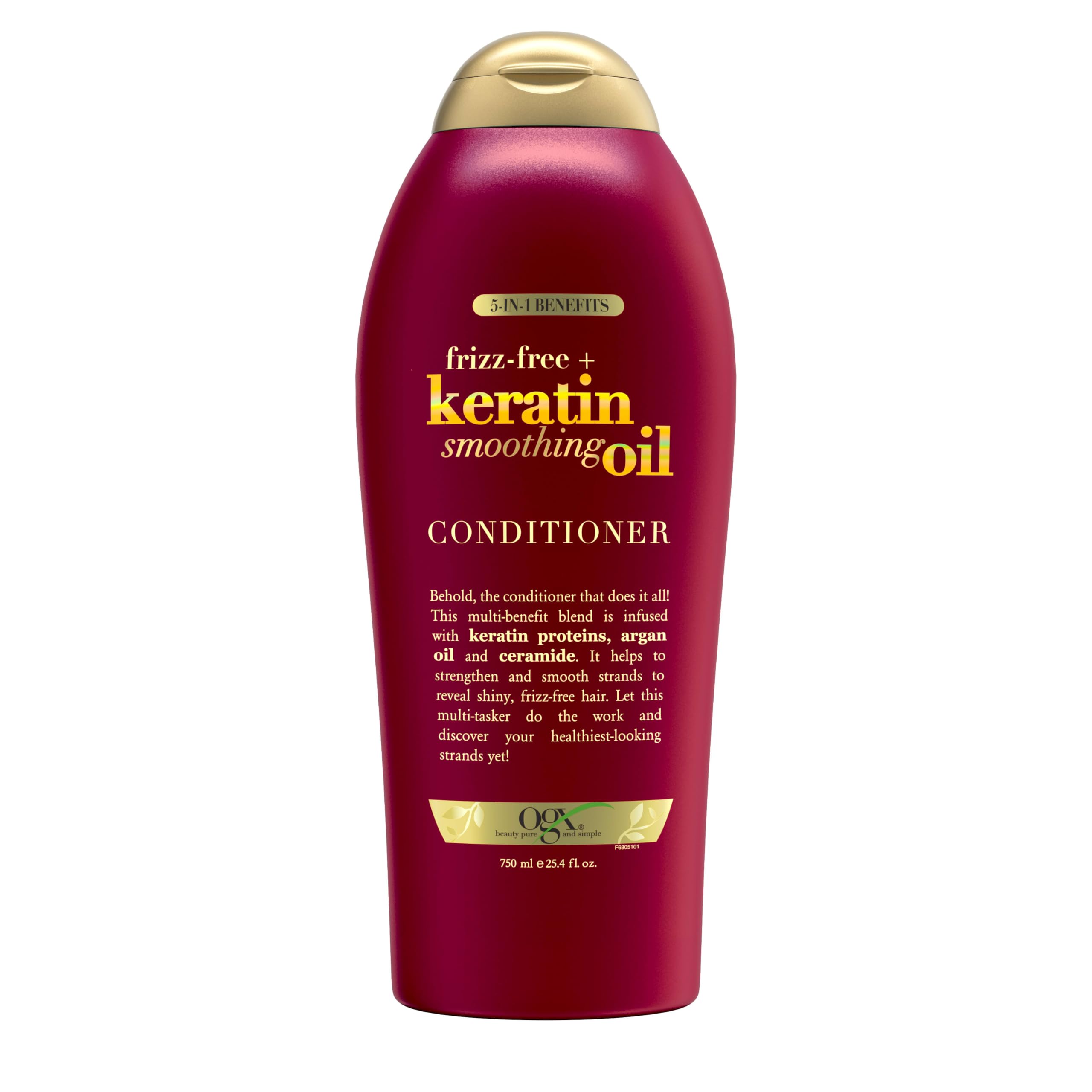 OGX acondicionador keratina contra el encrespamiento, botella visible para peinado suave