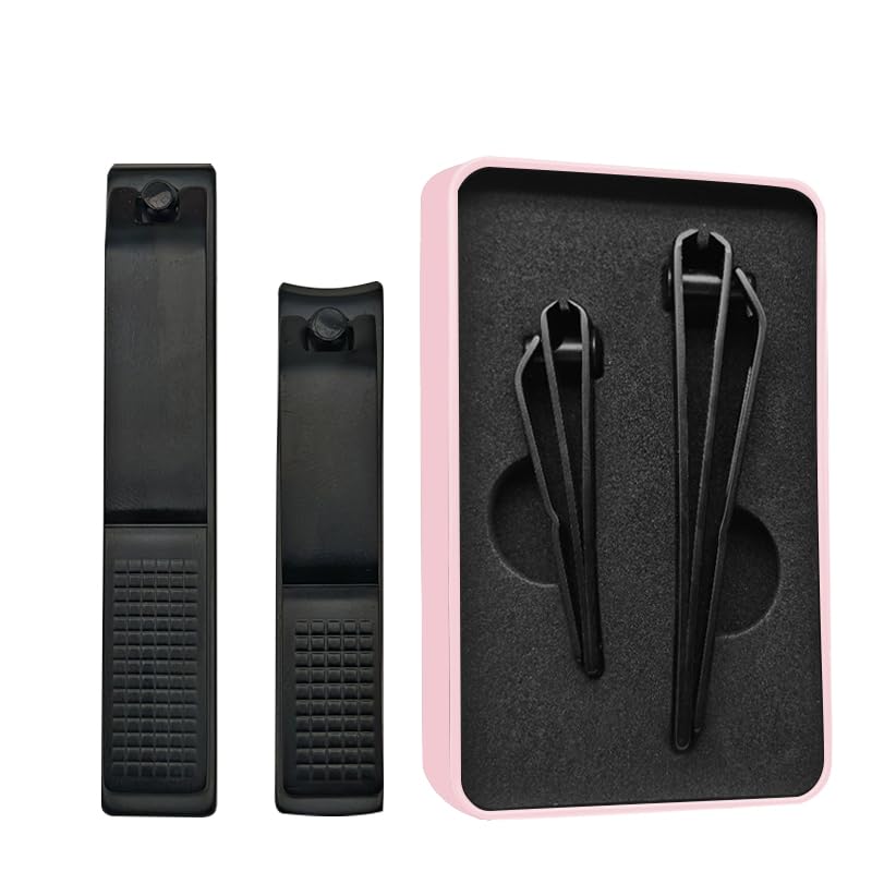 OHOO cortauñas juego negro afilado, dos tamaños, práctico para uñas de manos y pies
