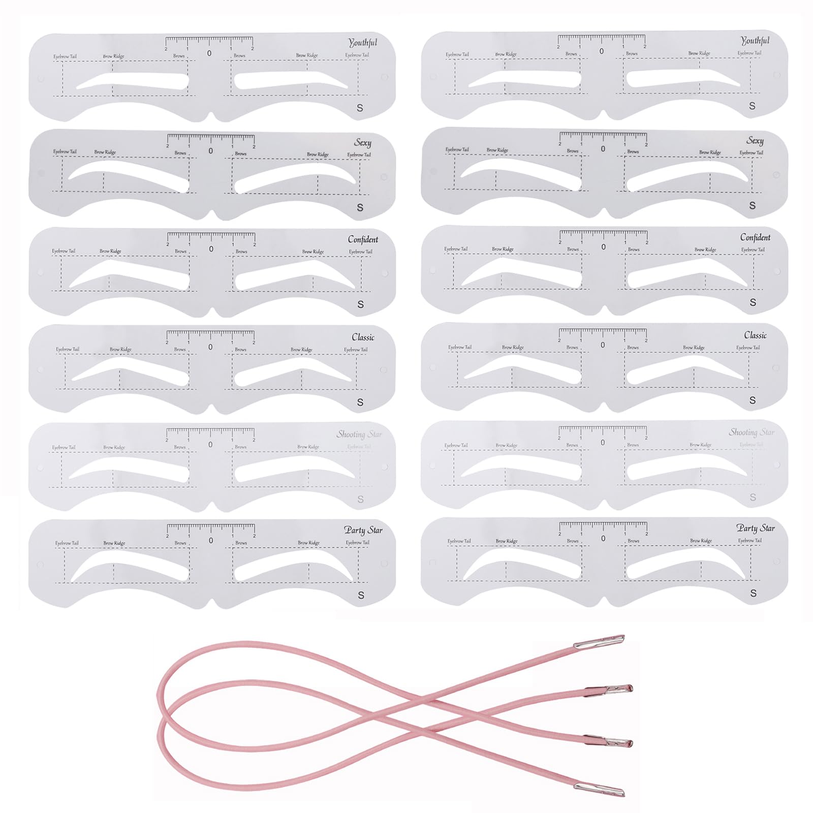 Ohlove conjunto de plantillas para cejas 12 piezas, definición precisa en cada trazo.