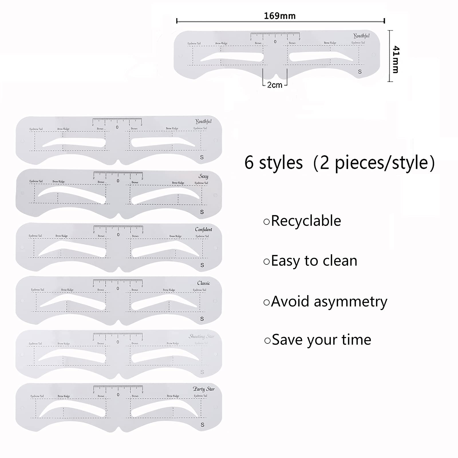 Ohlove paquete contiene 12 plantillas y 2 correas, ideal para retoque.