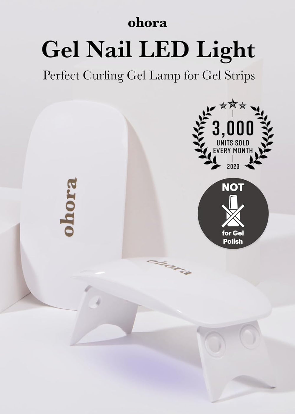 Ohora Care LED lamp side view, slim profile for travel use and touch-ups.