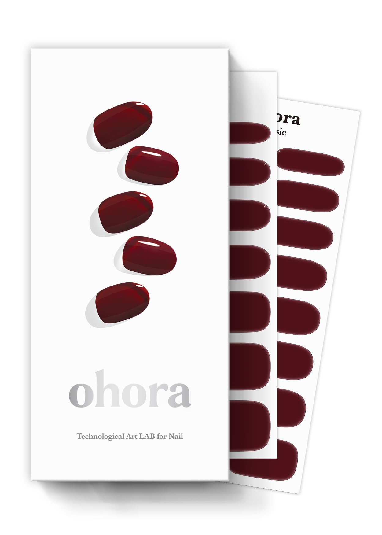 Ohora laminas uñas semi-curadas clasico burdeos con acabado duradero