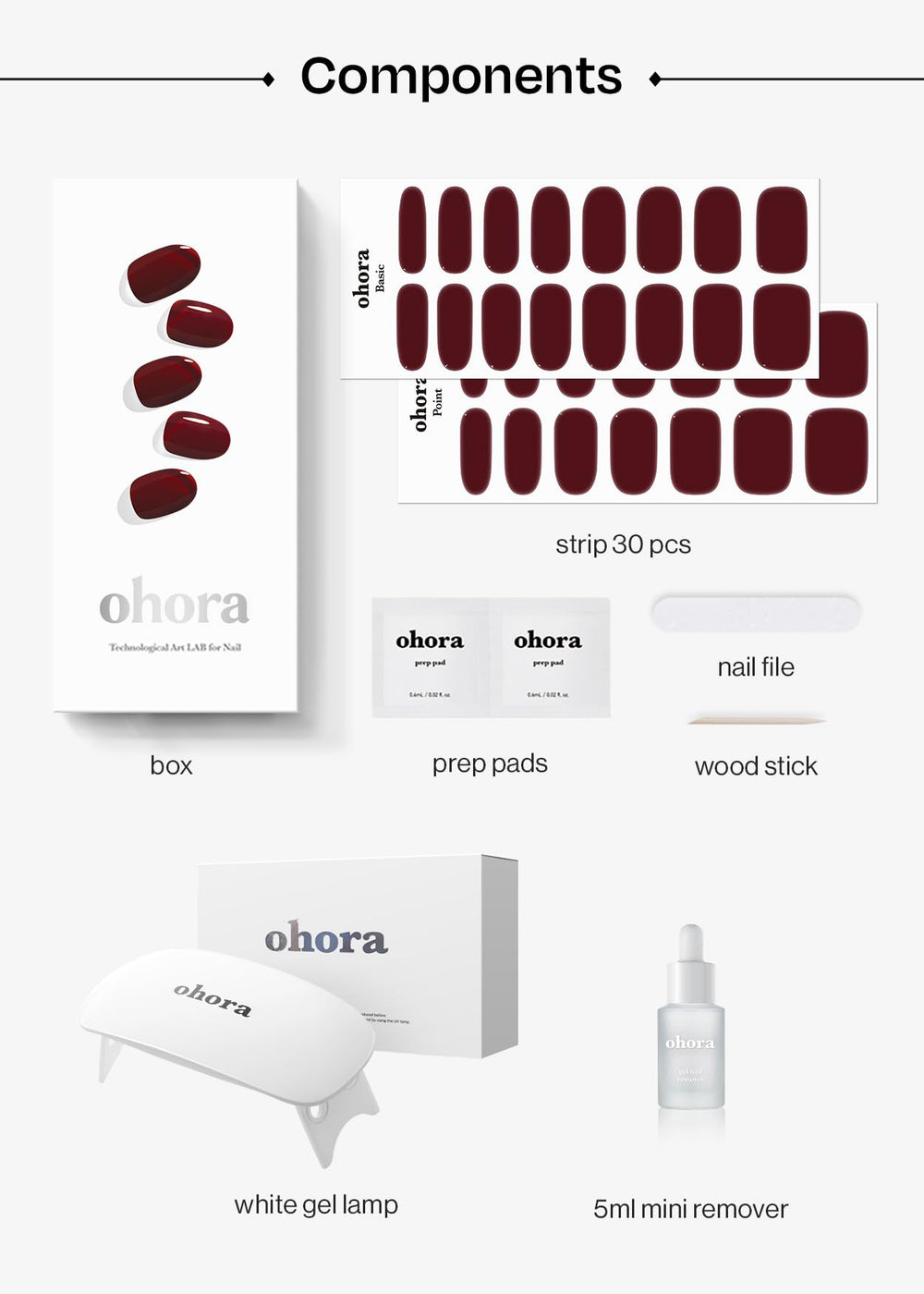 ohora lima de uñas y palito de madera para dar forma