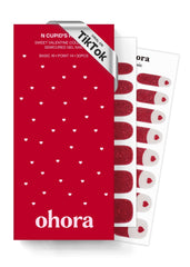 ohora N Cupid's Heart, rojo brillo, paquete para uñas duraderas.
