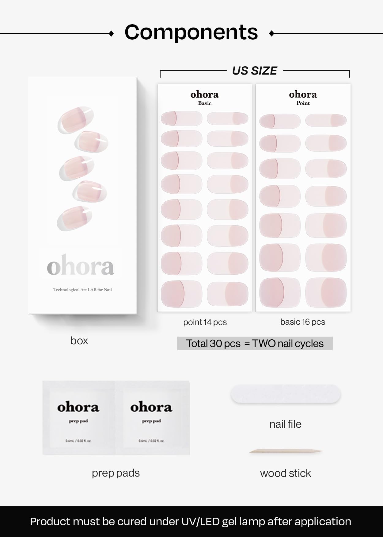 ohora N Essential French acabado sólido y acento para uñas limpias
