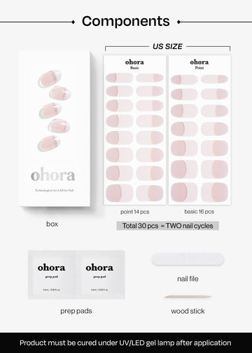 ohora N Essential French acabado sólido y acento para uñas limpias