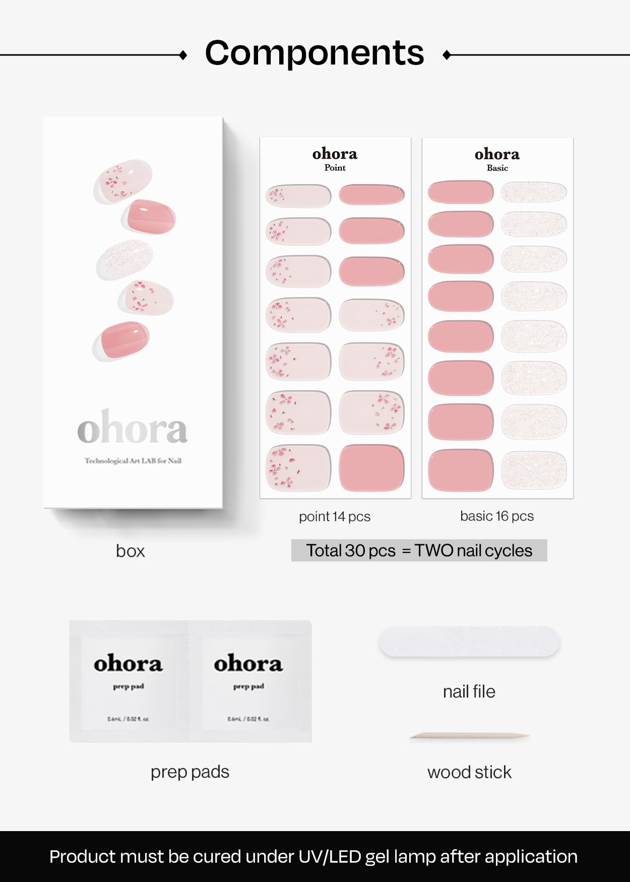 ohora tiras de uñas N Rose Diamond, preparación rápida para aplicación limpia.