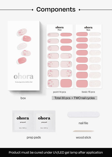 ohora tiras de uñas N Rose Diamond, preparación rápida para aplicación limpia.