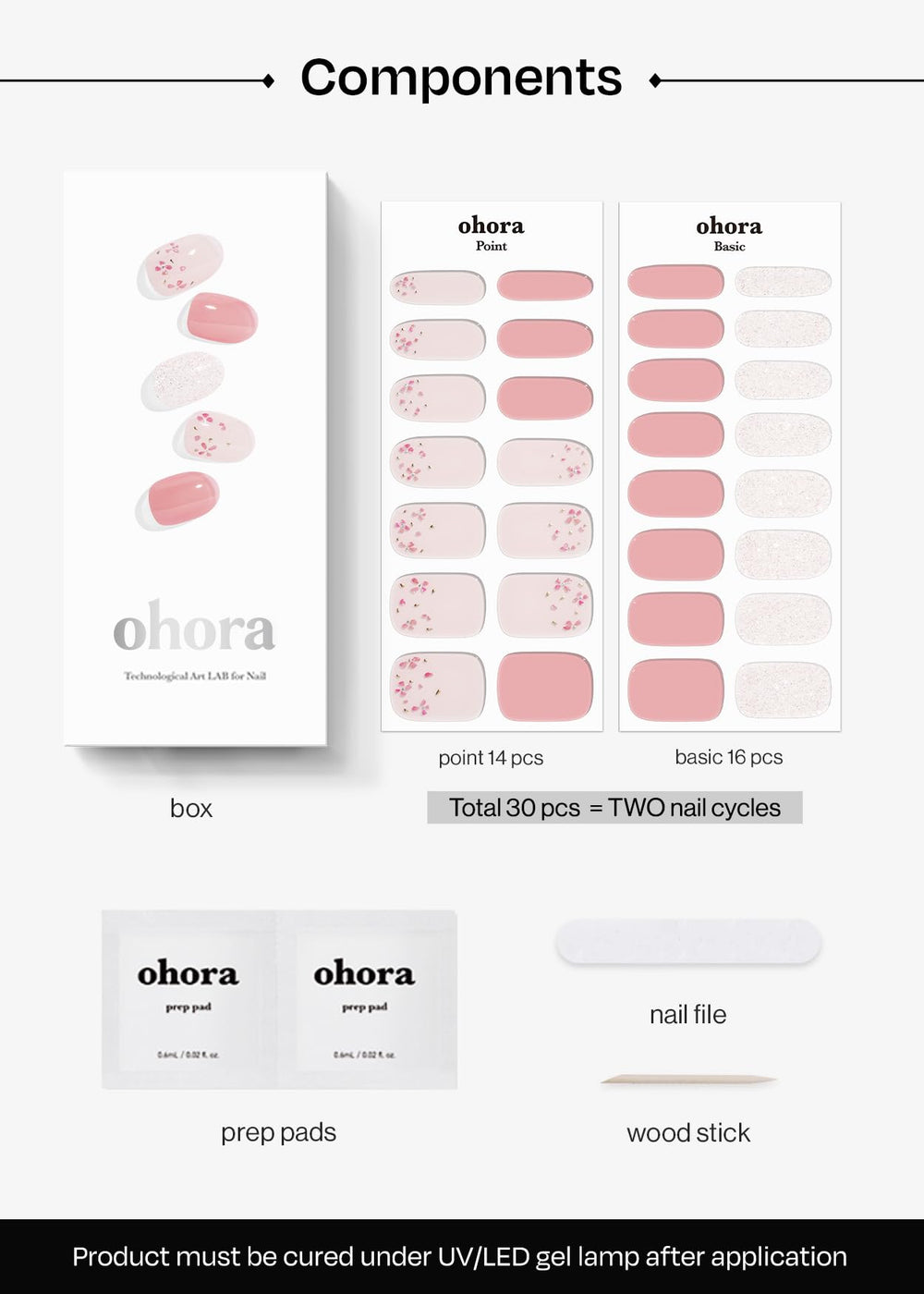 ohora tiras de uñas N Rose Diamond, preparación rápida para aplicación limpia.
