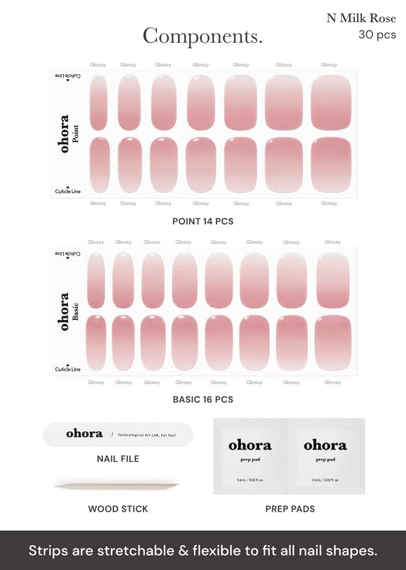 ohora N Milk Rose, palo de madera para colocar tiras con precisión.