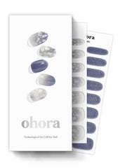 Ohora tiras gel semicurado, brillo azul, acabado de salón