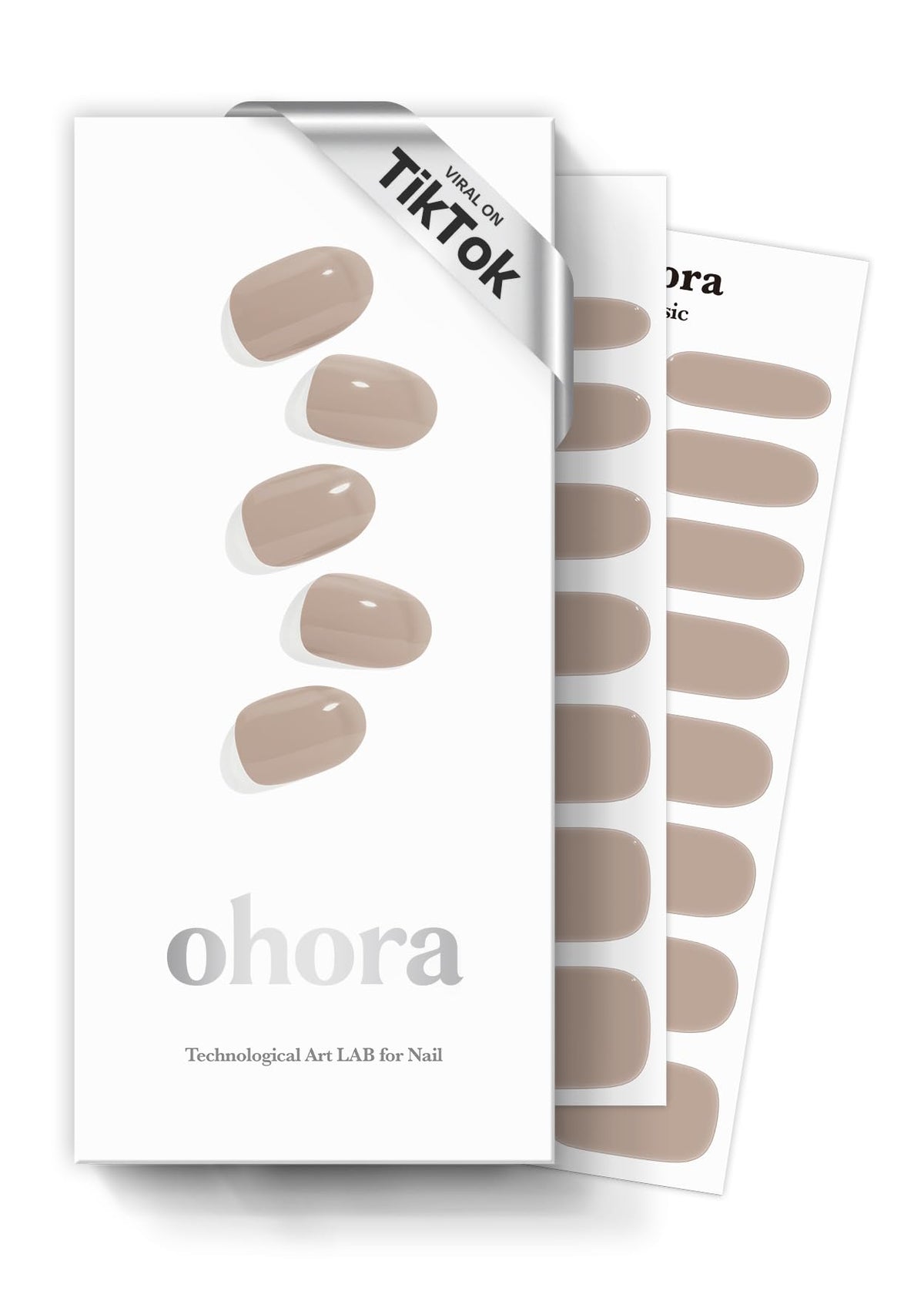 Ohora pegatinas gel semicurado N Cream Beige, diseño completo para uñas.