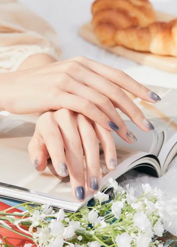 Ohora tiras gel semicurado con glitter azul, efecto deslumbrante