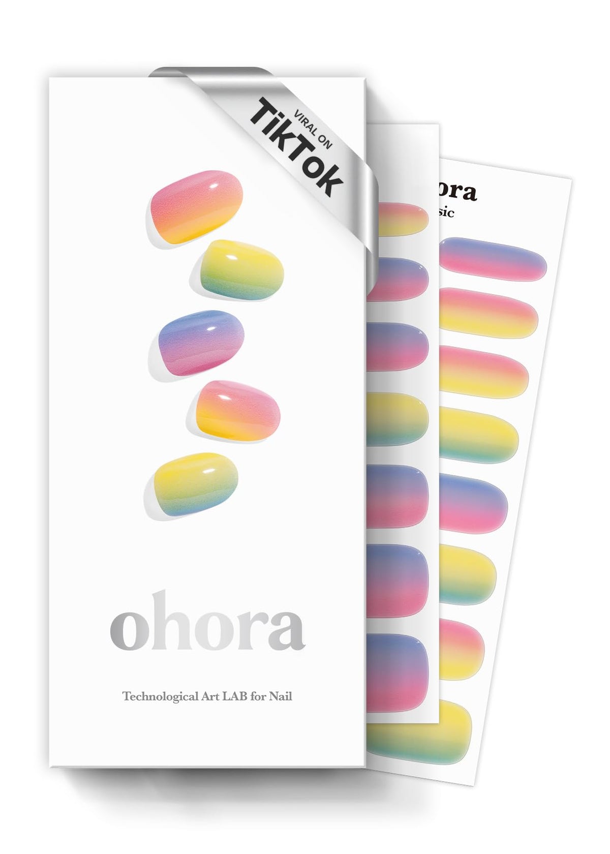 Ohora tiras de gel semicurado en pastel amarillo ombré para uñas con efecto duradero y elegante.