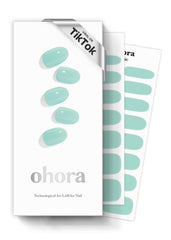 Ohora semi cured gel nail strips in green N Cream Window packaging for at-home glam.