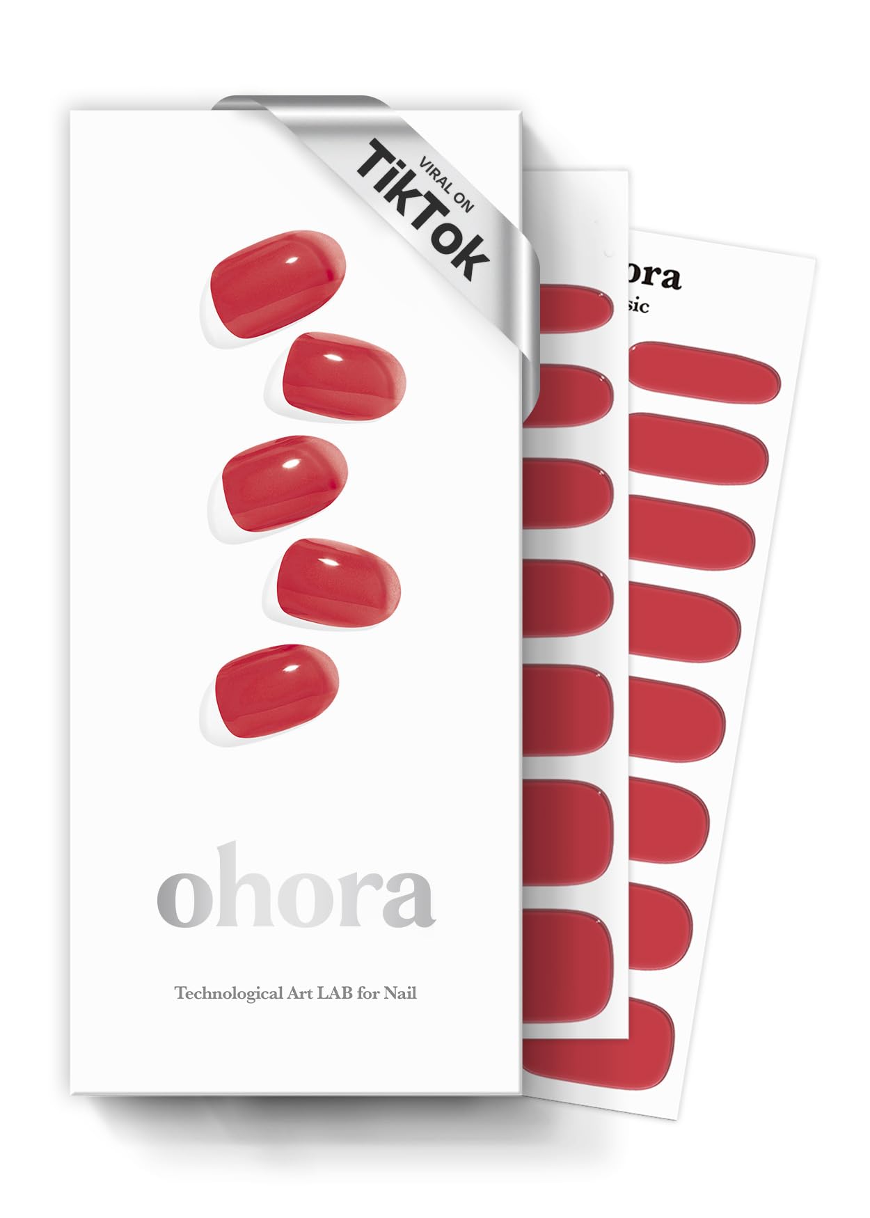 ohora tiras gel semi-curado tono ladrillo sobre uñas para color intenso