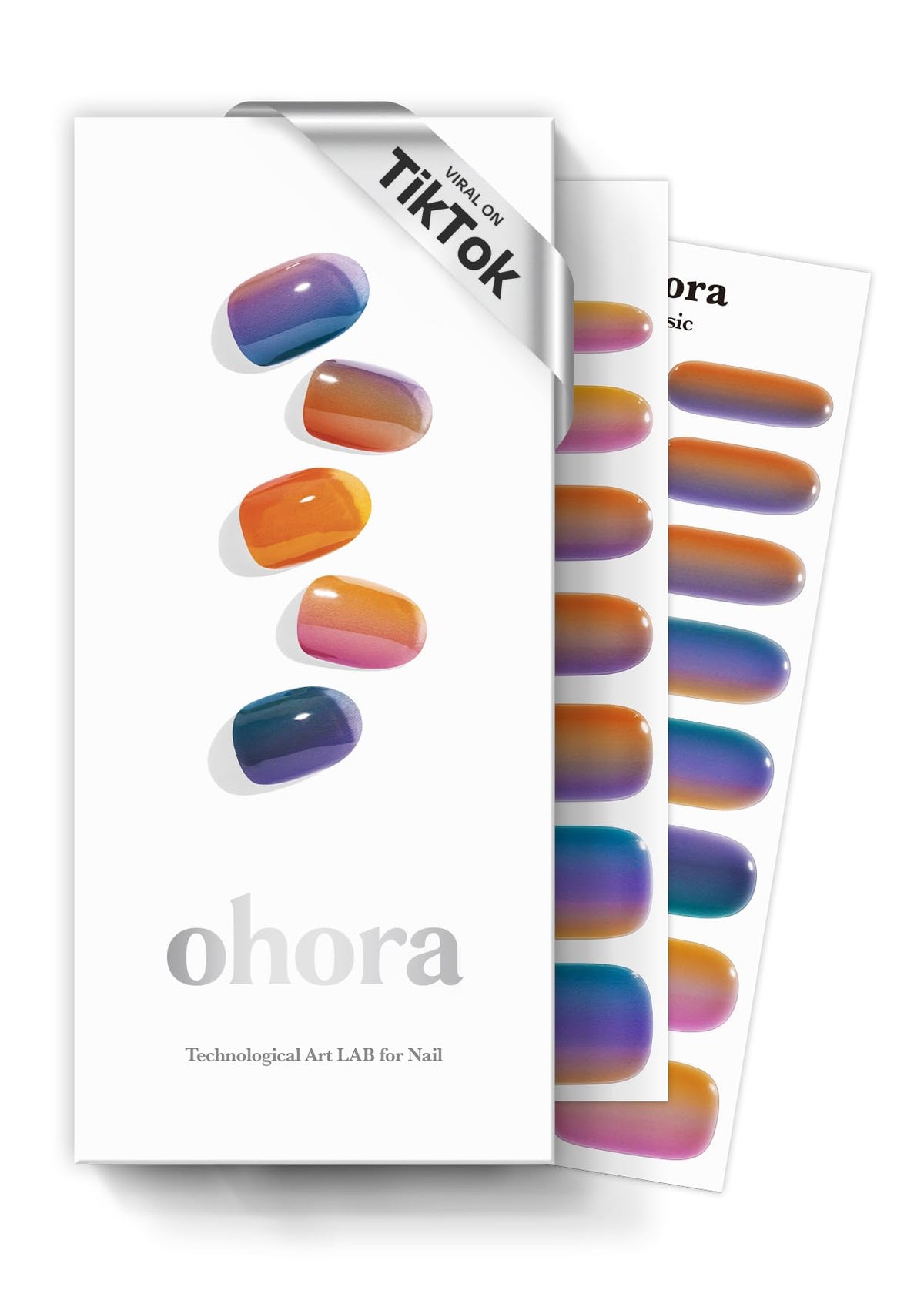 Ohora tiras gel semicurado gradiente azul en uso para uñas duraderas