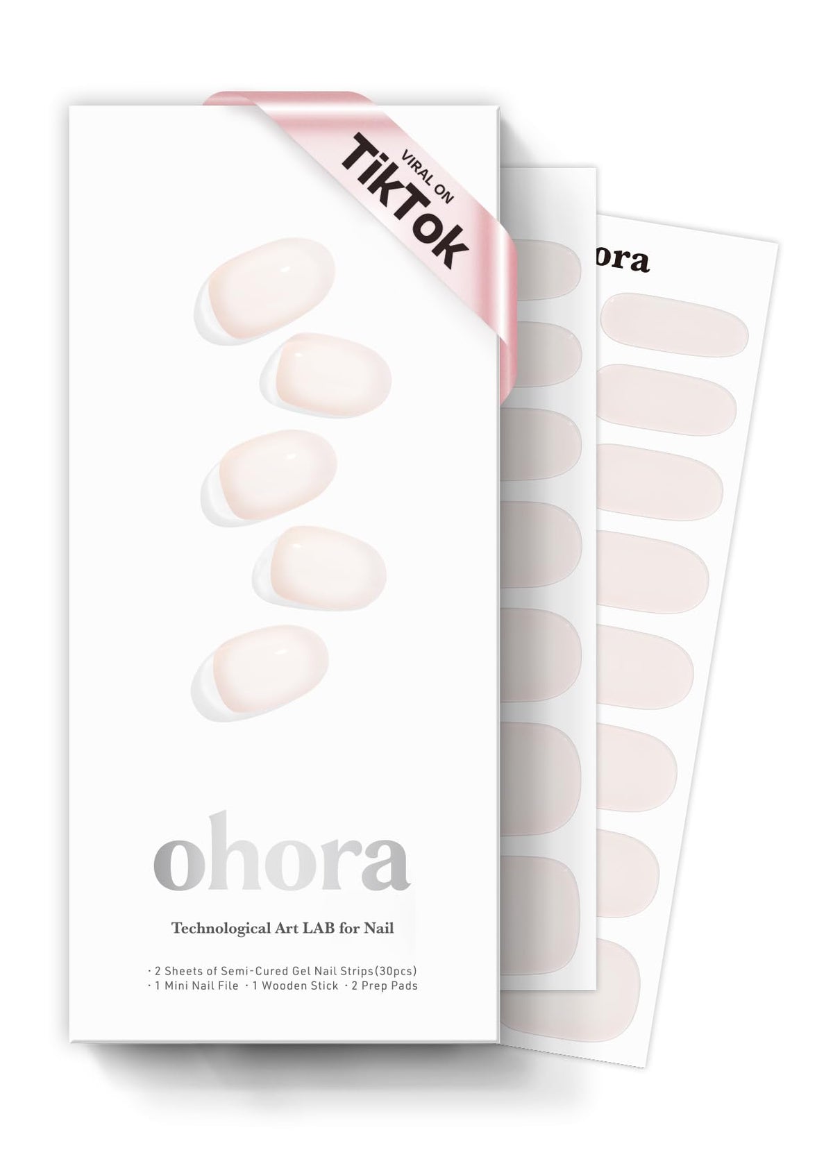 ohora: caja y accesorios del set de tiras de gel semicurado para uñas, contenido incluido