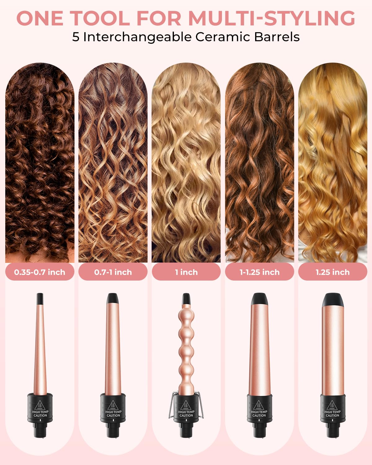 Ohuhu curler set barril 0,7-1 pulg para ondas naturales