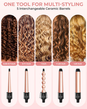 Ohuhu curler set barril 0,7-1 pulg para ondas naturales