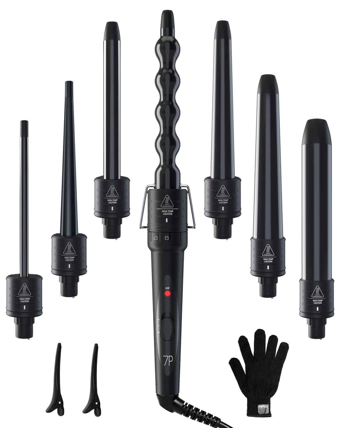 Ohuhu set rizador 7-en-1 completo para peinados versátiles en casa.