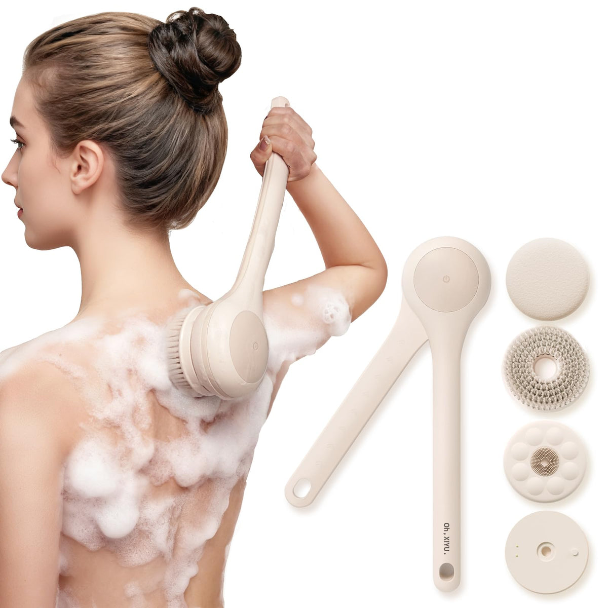 Oh,XIYU: brocha corporal de doble mango para alcanzar la espalda con comodidad.