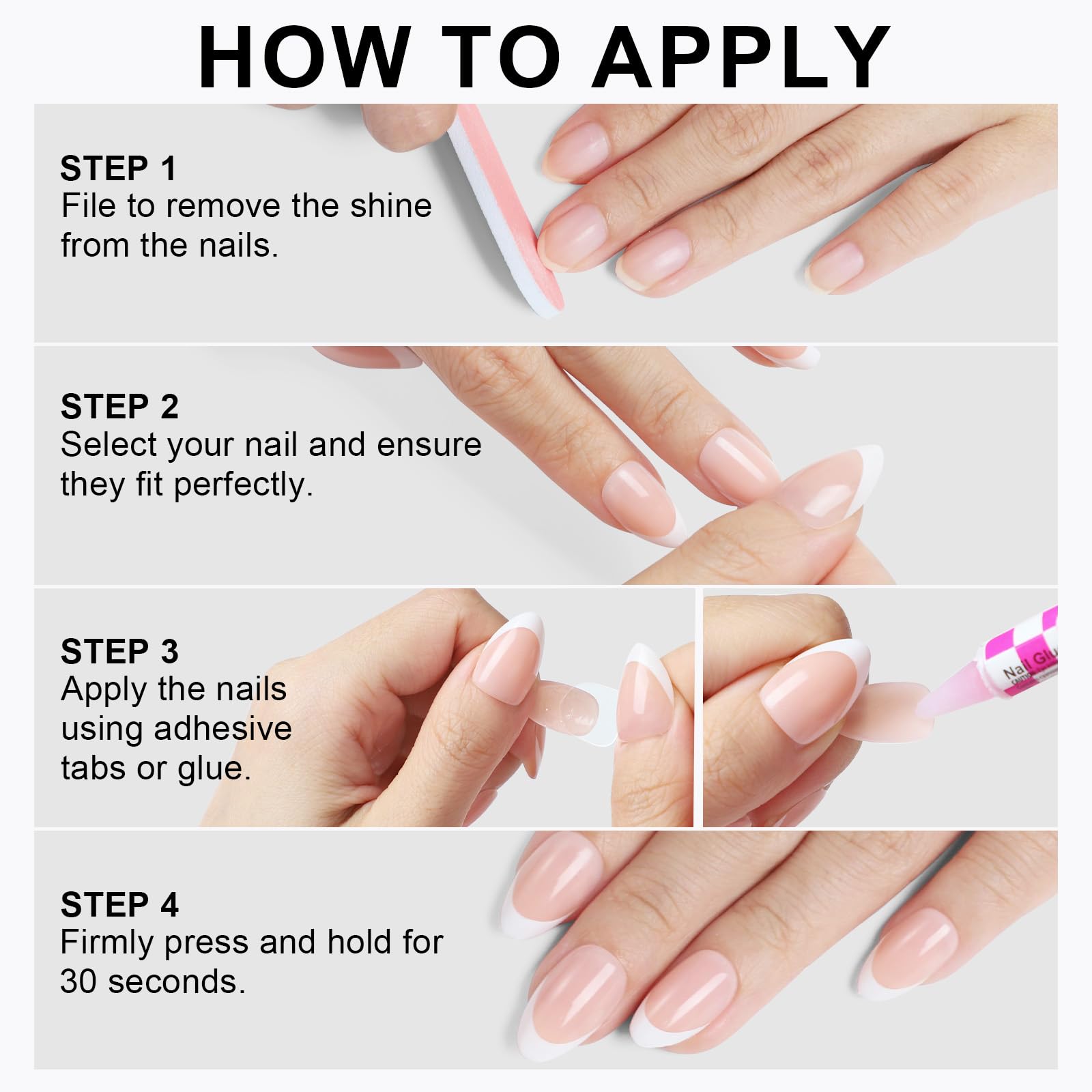 OIFEN set de uñas con pegamento incluido, ideal para retoques en casa