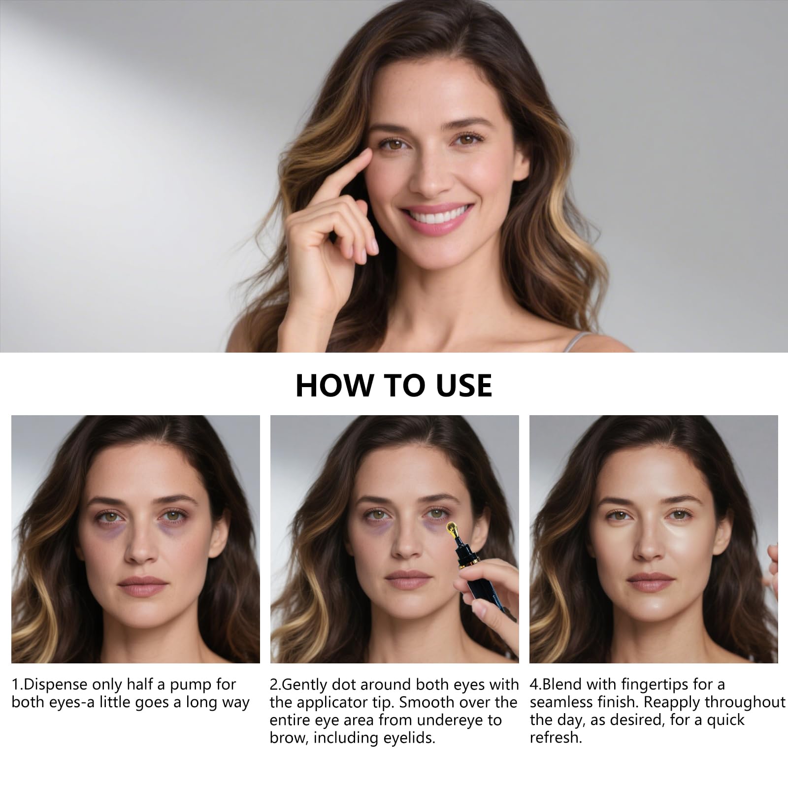 OIFVOPU Corrector de ojos con ceramidas y péptidos, hidrata y suaviza líneas finas