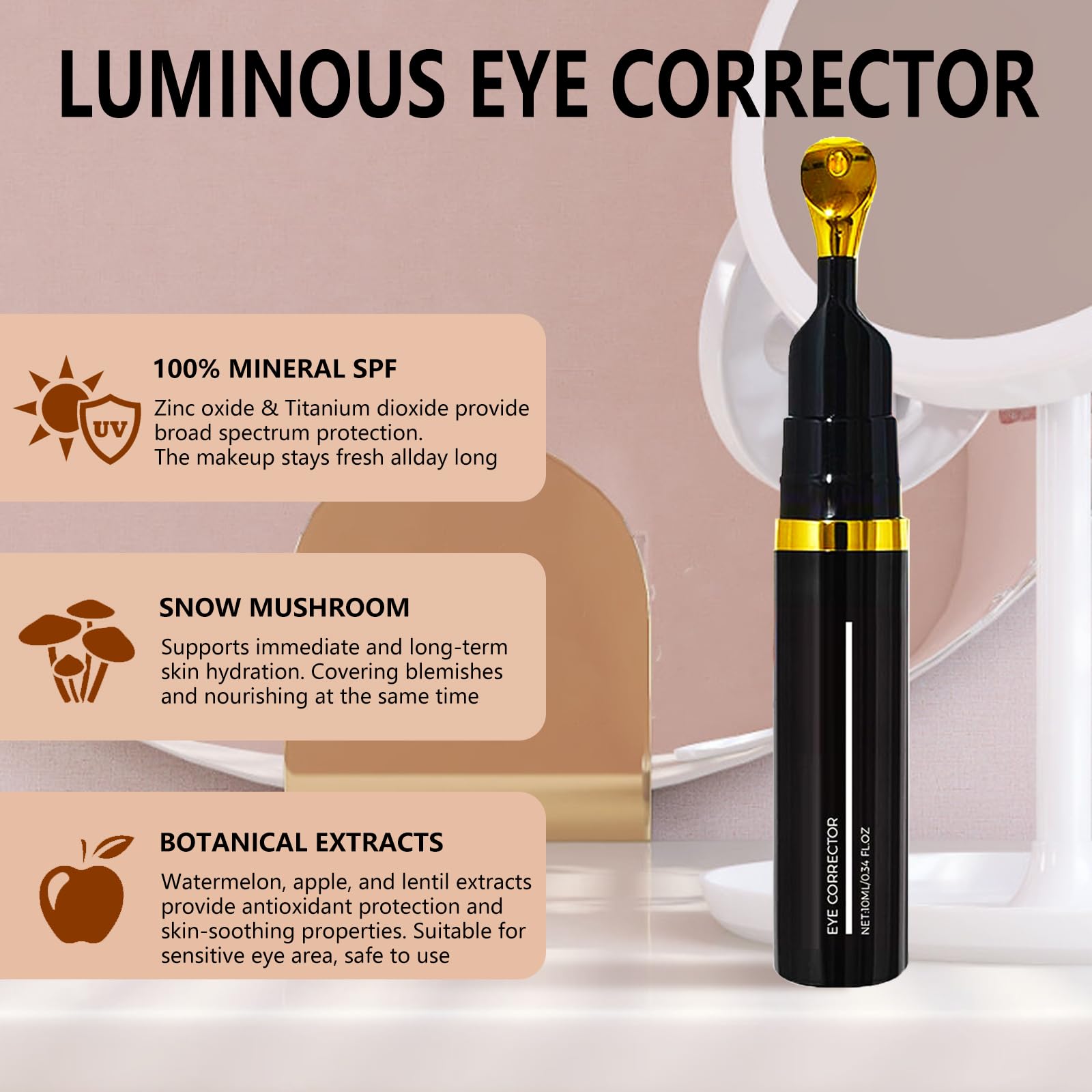 OIFVOPU Corrector de ojos mineral, protege la delicada piel bajo los ojos