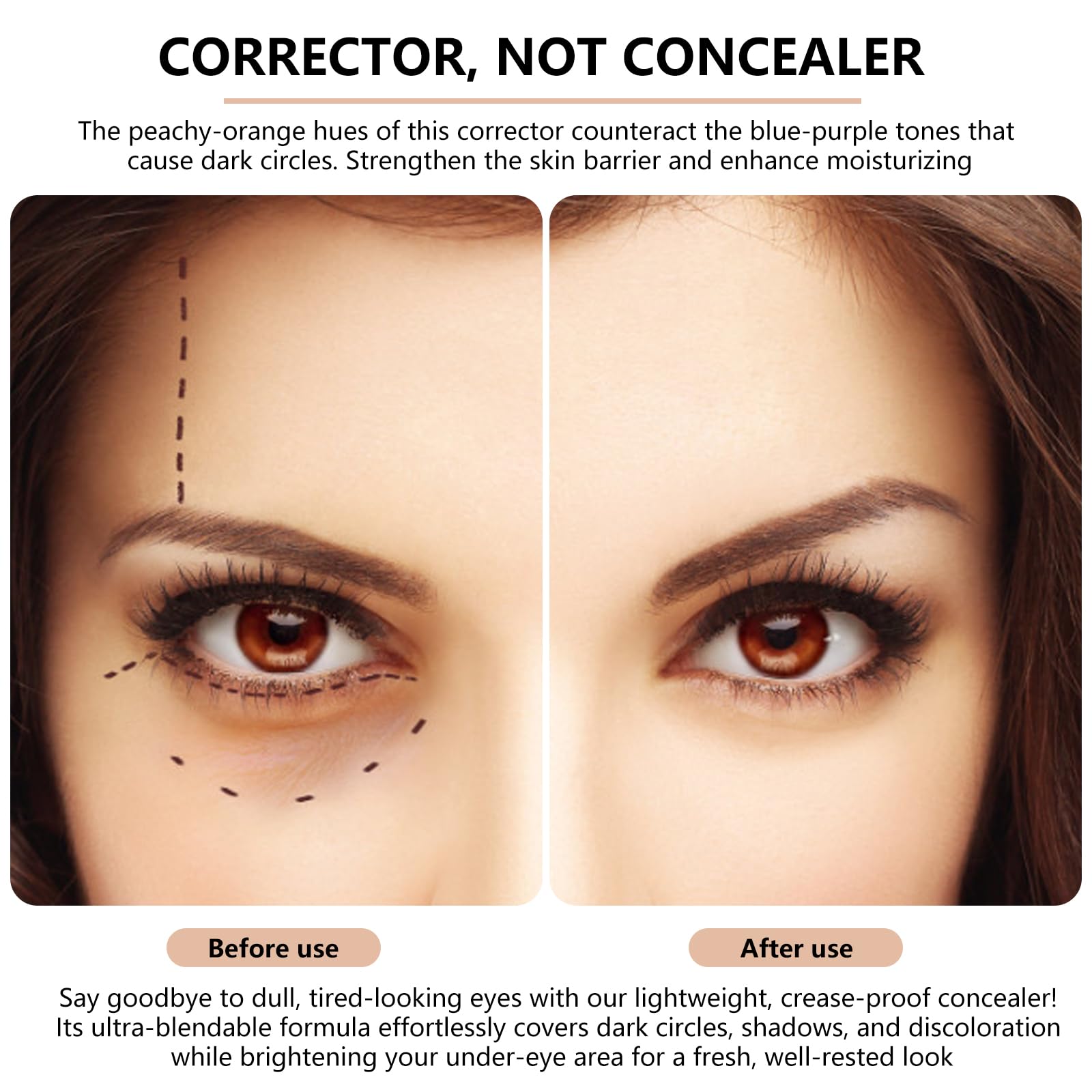 OIFVOPU Corrector de ojos tono durazno, neutraliza sombras azuladas de forma suave