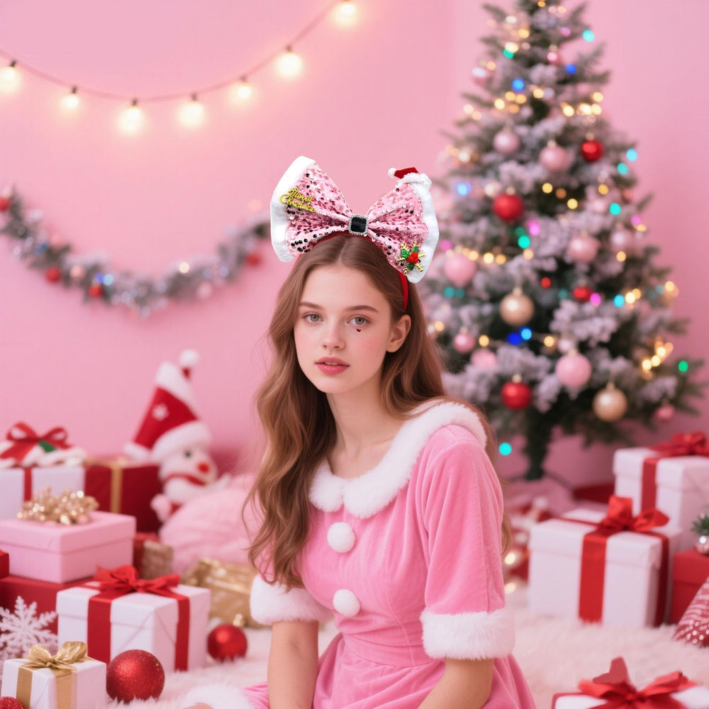 La diadema OIUUBBII con texto Feliz Navidad en dorado para destacar.