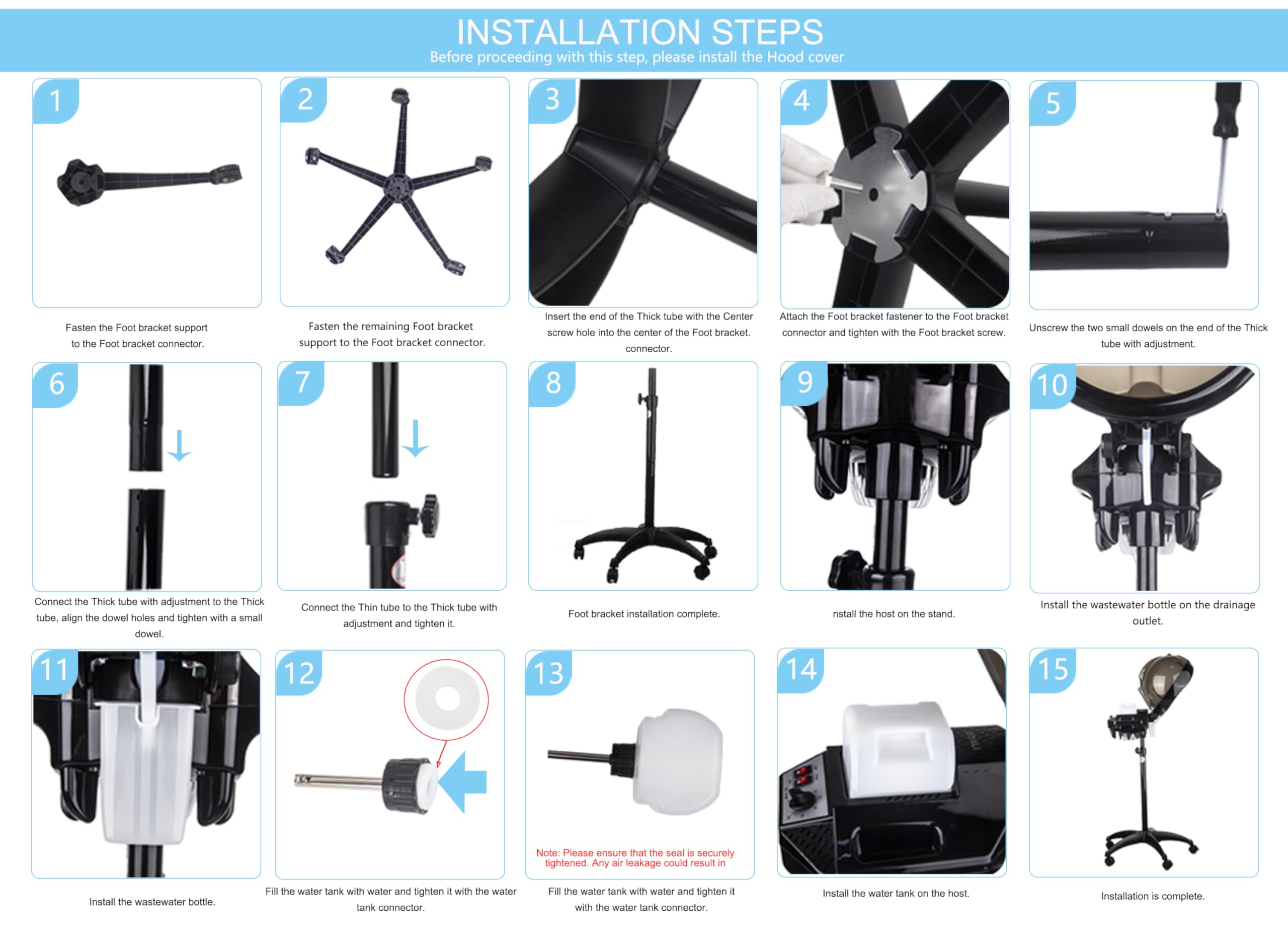 OIYALI humidificador de vapor capucha, instrucciones en imagen principal para instalación sencilla