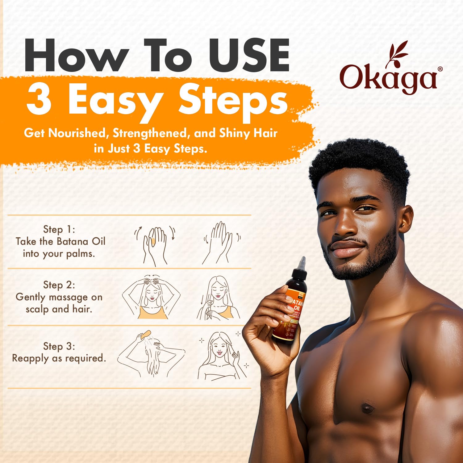 Okaga Batana Oil demonstrates fuller-looking hair from roots to tips