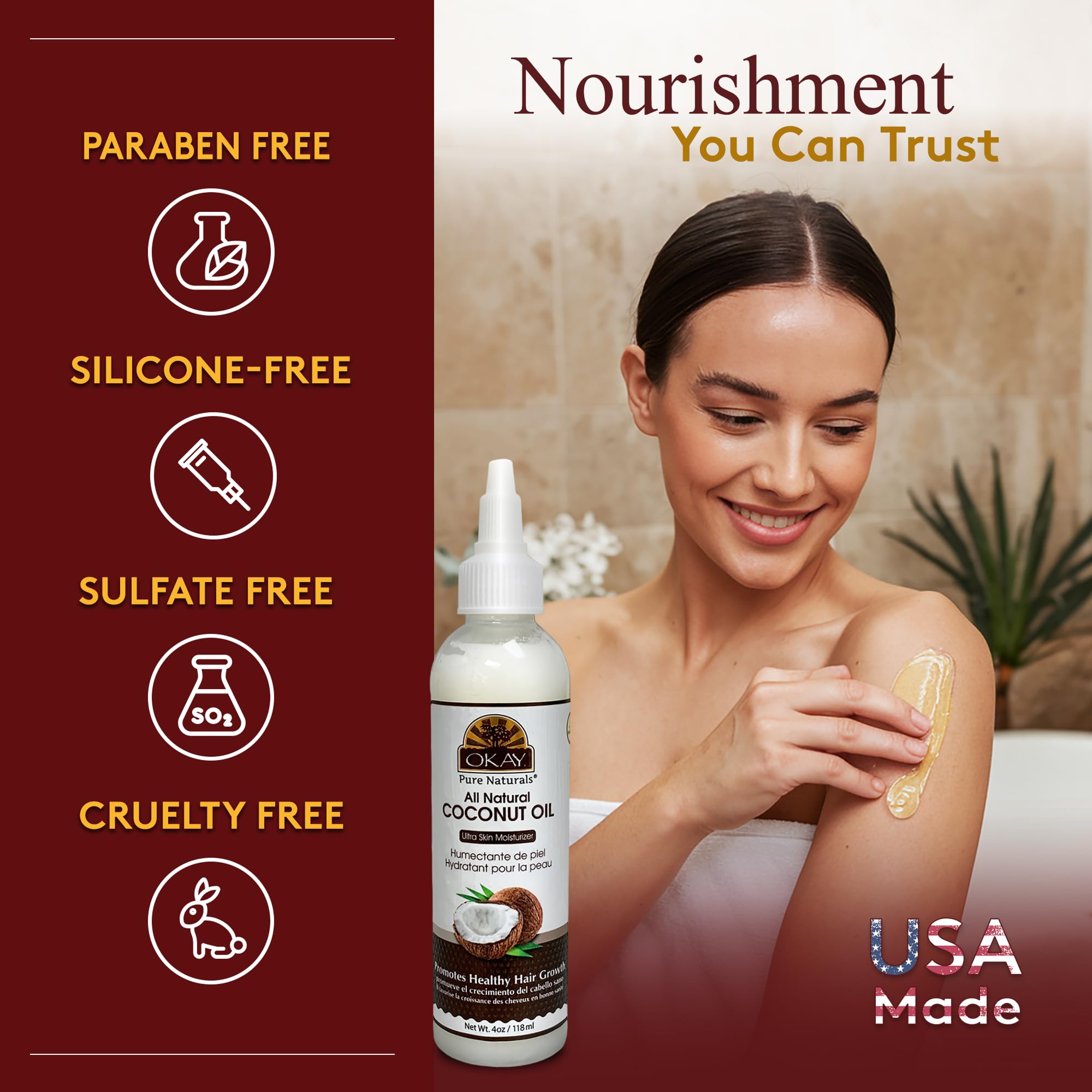 OKAY desmaquillante natural con aceite de coco, limpieza suave.