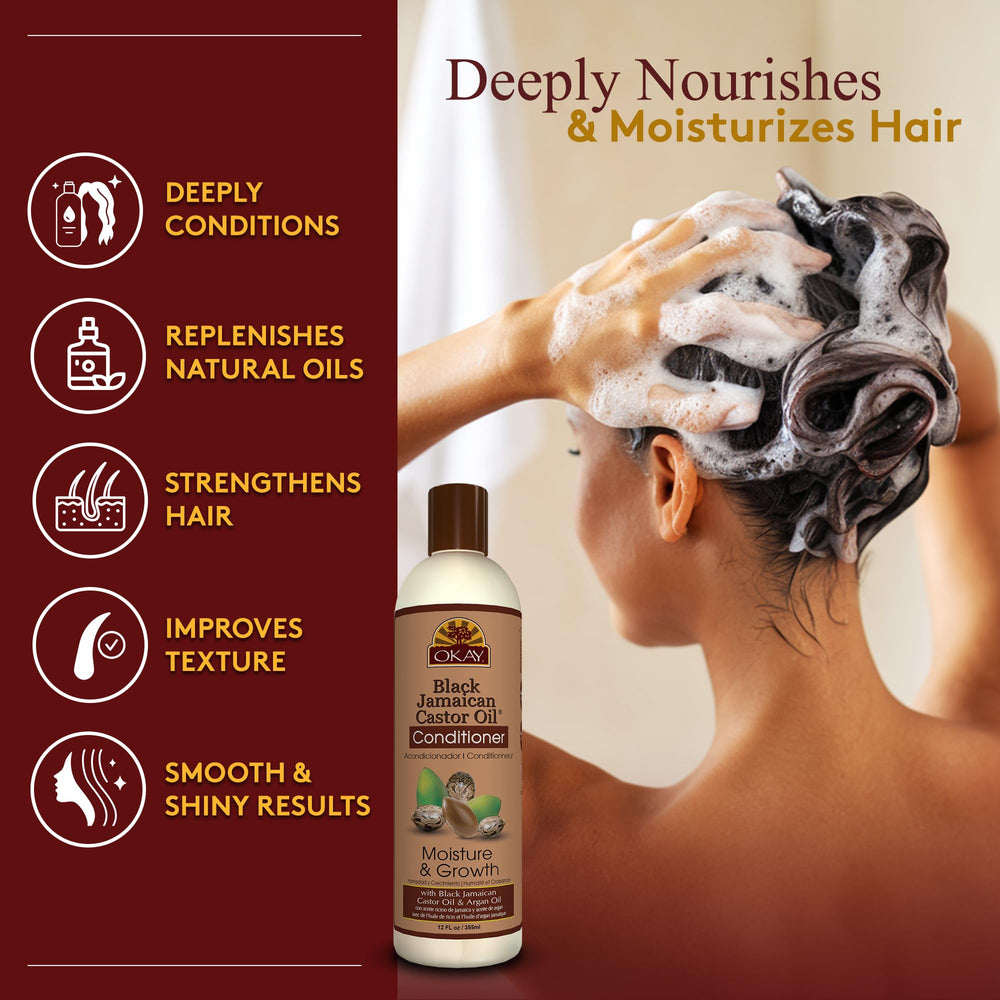 OKAY acondicionador desenredando el cabello tras la ducha para menos nudos.