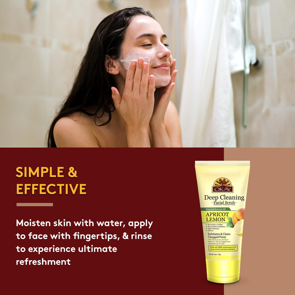OKAY Exfoliante Facial Control de Brillo con limón, aroma cítrico revitalizante