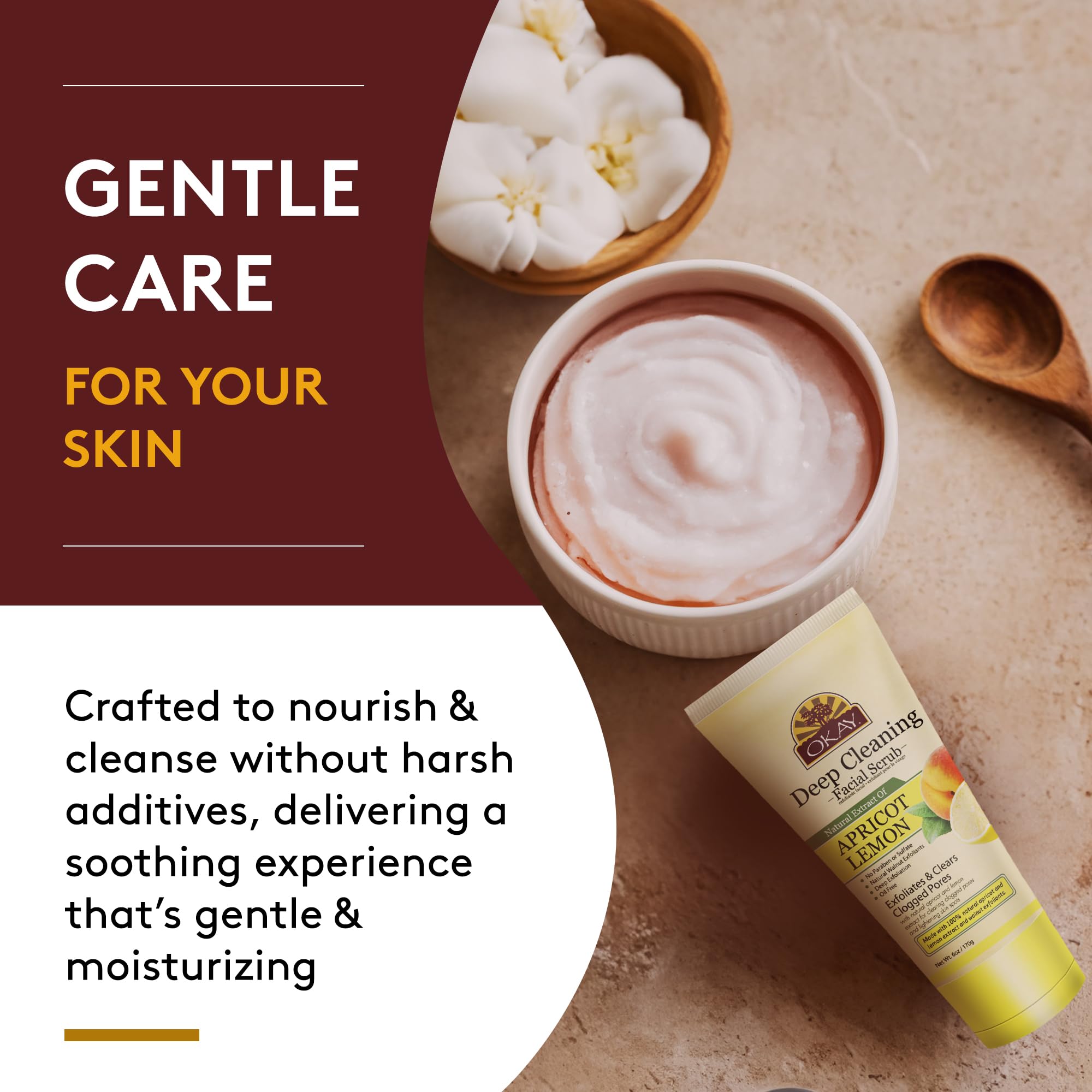 OKAY Exfoliante Facial Control de Brillo polvo de cascara de nuez para exfoliación suave