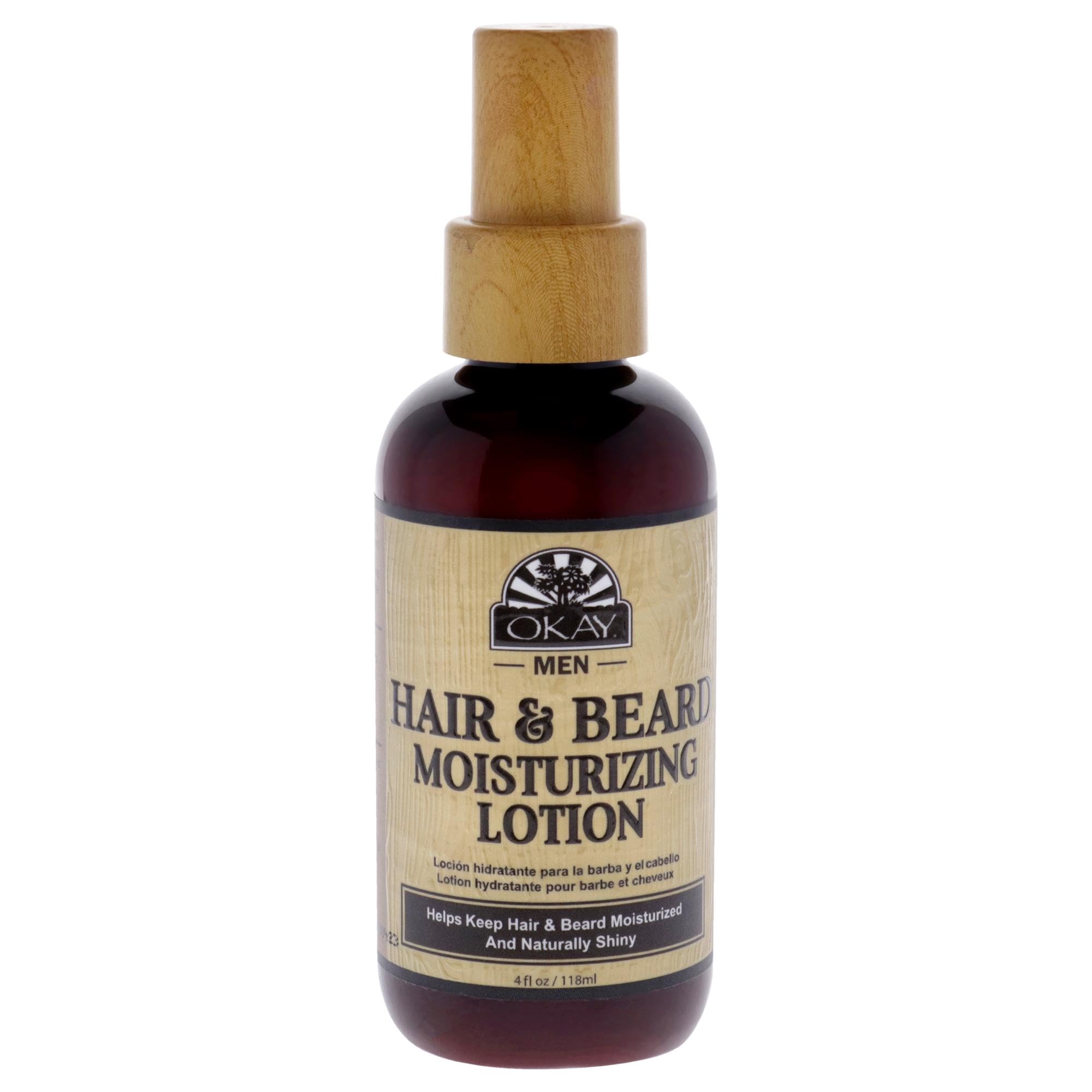 OKAY para hombre, botella de loción hidratante para barba y pelo, aporta hidratación duradera y suavidad.