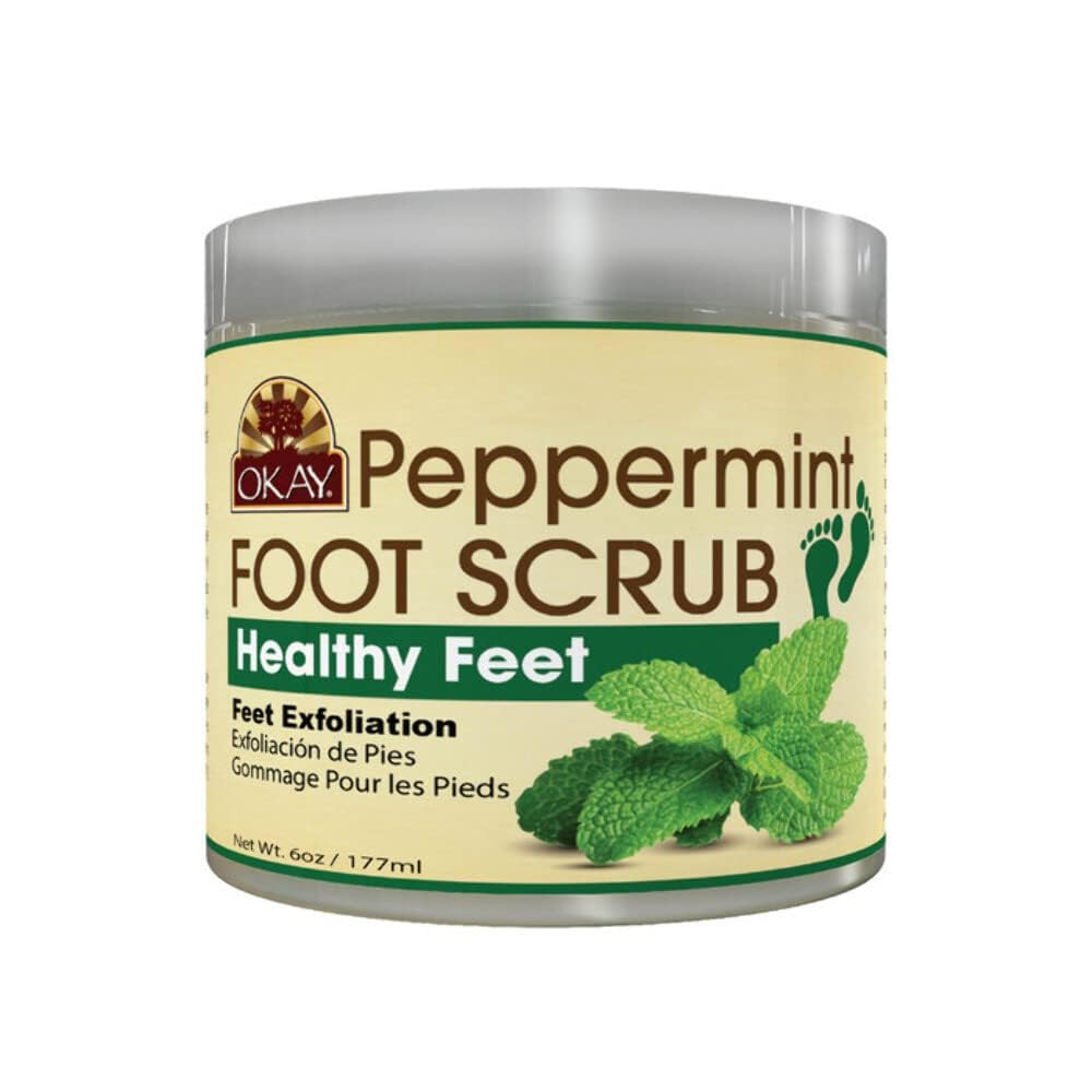 OKAY Pie exfoliante menta: bote para pies, elimina piel muerta suavemente.