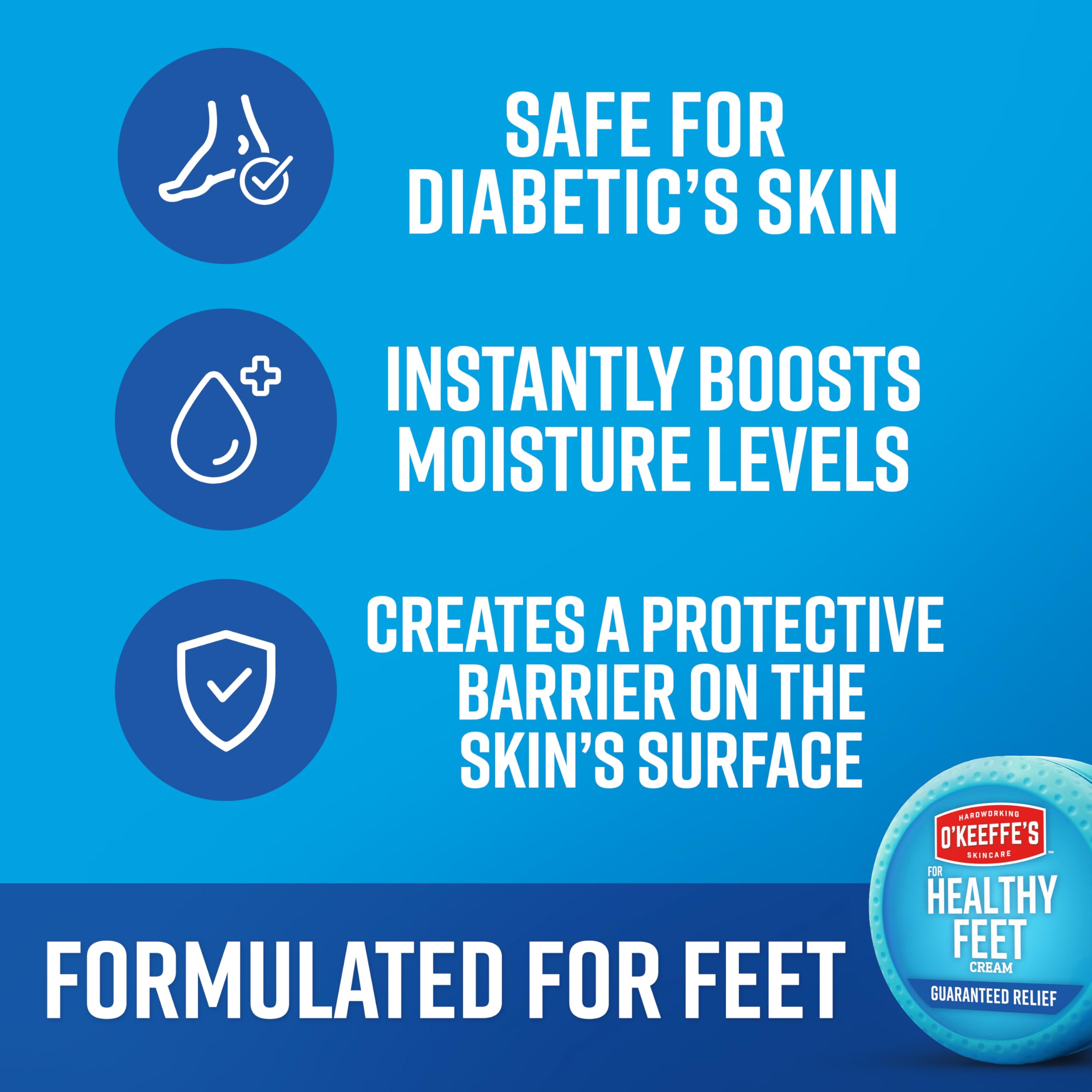 Aplicación nocturna de O'Keeffe's Healthy Feet para mayor hidratación.