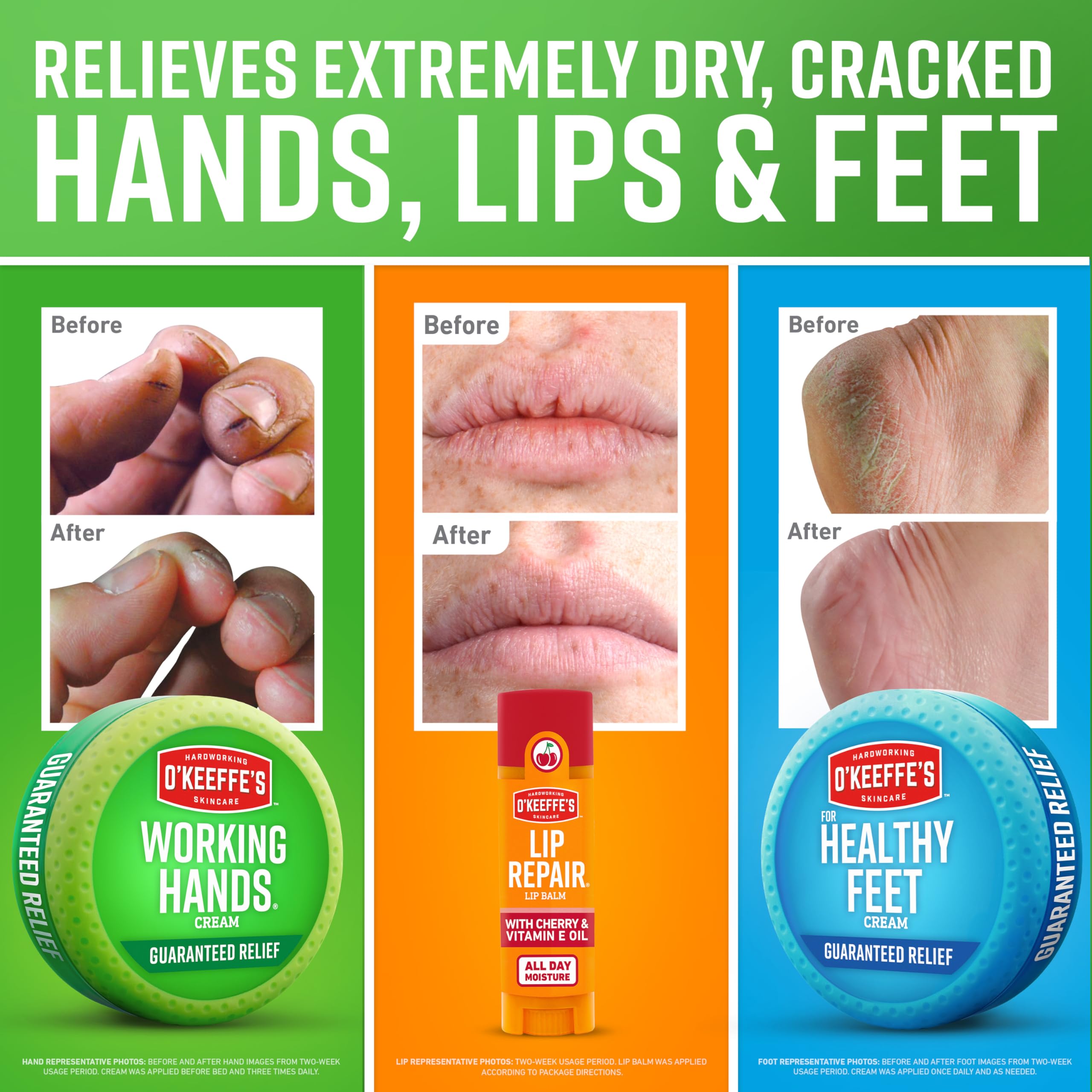 Bálsamo labial reparador de O'Keeffe's con cereza y vitamina E.