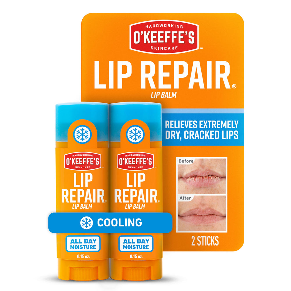 La barra Lip Repair de O'Keeffe's ofrece alivio refrescante para labios secos.