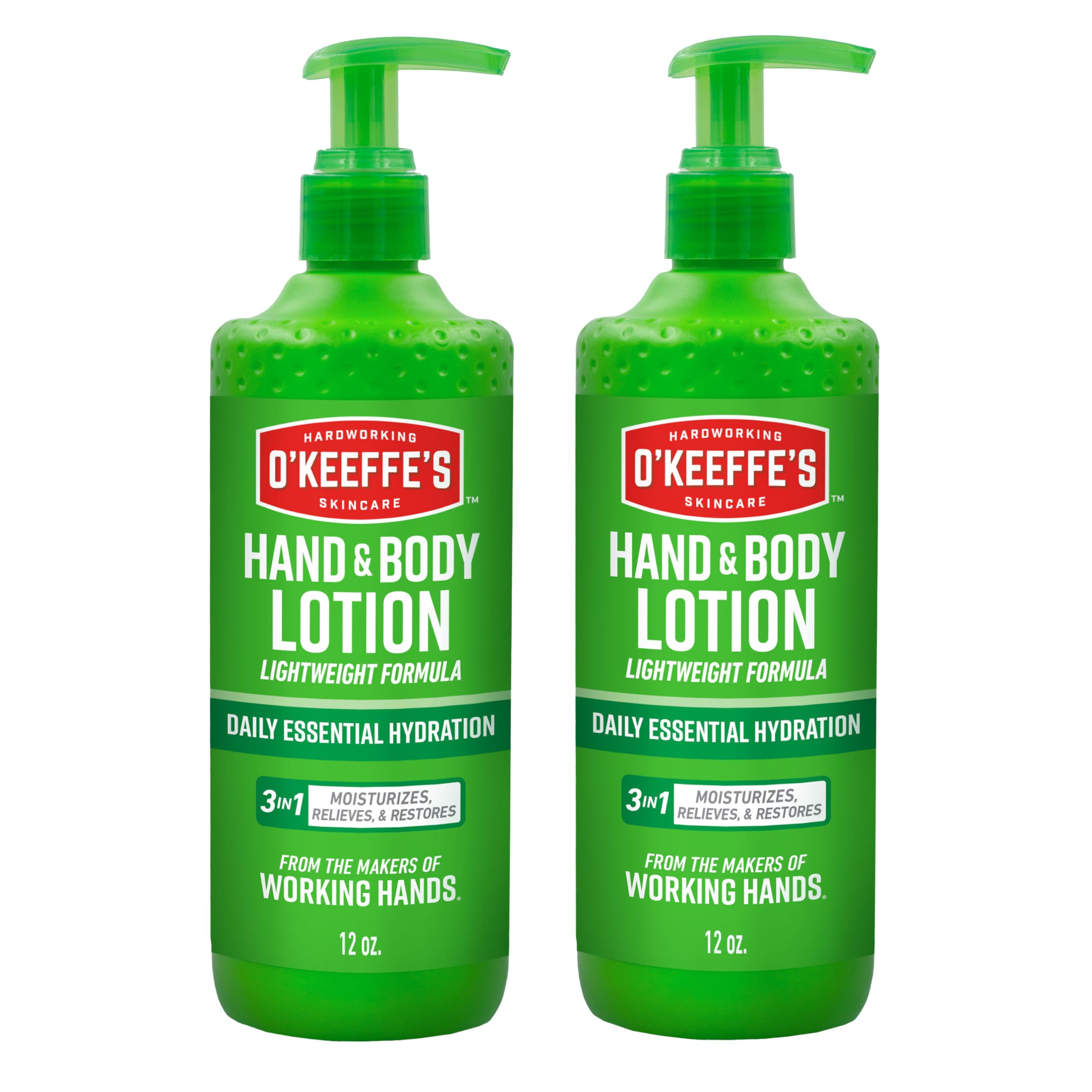 O'Keeffe's Loción para manos y cuerpo con dosificador, hidratación suave.